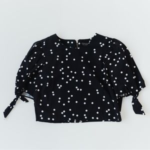 Topshop Polka Dot Crop Blouse